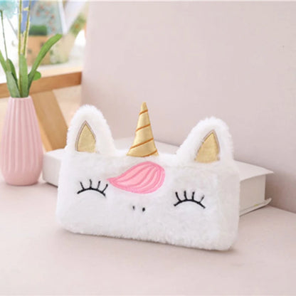 Kawaii Plush Unicorn Pencil Case - Magical School Essential 🦄✨