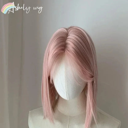 Kawaii Pink Blonde Bob Wig 🌸✨ | Lace Front Headband Wig for Cosplay & Daily Style 🎀💖