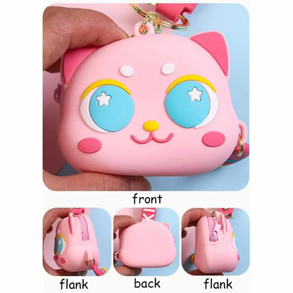 Kawaii Cat Silicone Coin Purse & Keychain - Adorable Mini Wallet for Kids and Women 🐾✨