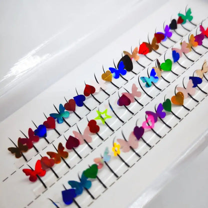 ✨ Rainbow Glitter Lashes - Kawaii Butterfly Star Individual Extensions for Magical Makeup! 🌈💖
