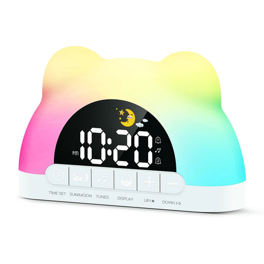 Kawaii Bear Sunrise Alarm Clock 🌈✨ | Colorful Wake Up Light & Night Light for Cozy Bedrooms 🐻💖