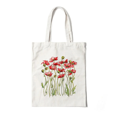 Kawaii Floral Canvas Tote 🌼💖 | Cute Eco-Friendly Shoulder Bag for School & Shopping 🌸✨