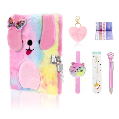 Kawaii Plush Secret Diary with Lock & Pen 🐾✨ Cute Cat Notebook for Girls - Perfect Christmas Gift! 🎁💖