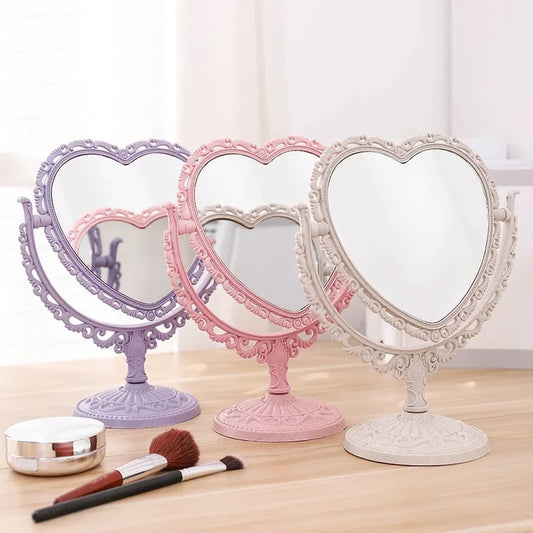 Kawaii Lace Love Mirror 🌸✨ | Portable Double-sided Vanity Mirror for Makeup Magic 💖🎀