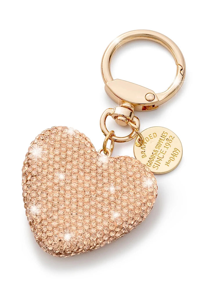 Sweet Heart Diamond Inlay Leather Rope Key Chain For Backpacks 👜💎🎀