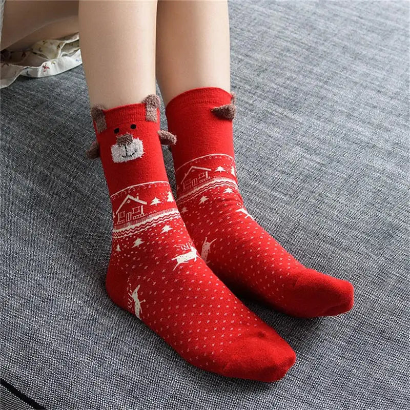 Cozy Two Pair Christmas Socks For Women And Kids Santa Deer Knit Warm 🧦🎄