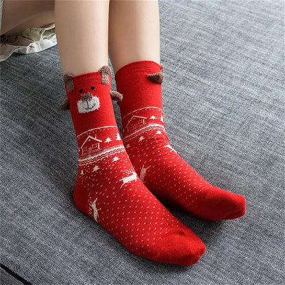 Cozy Two Pair Christmas Socks For Women And Kids Santa Deer Knit Warm 🧦🎄