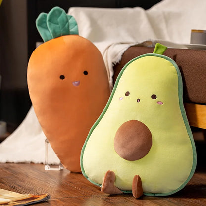 🍌 Plushy Fruit Friends: Adorable Avocado, Banana & Mushroom Pillows! 🌟🥕