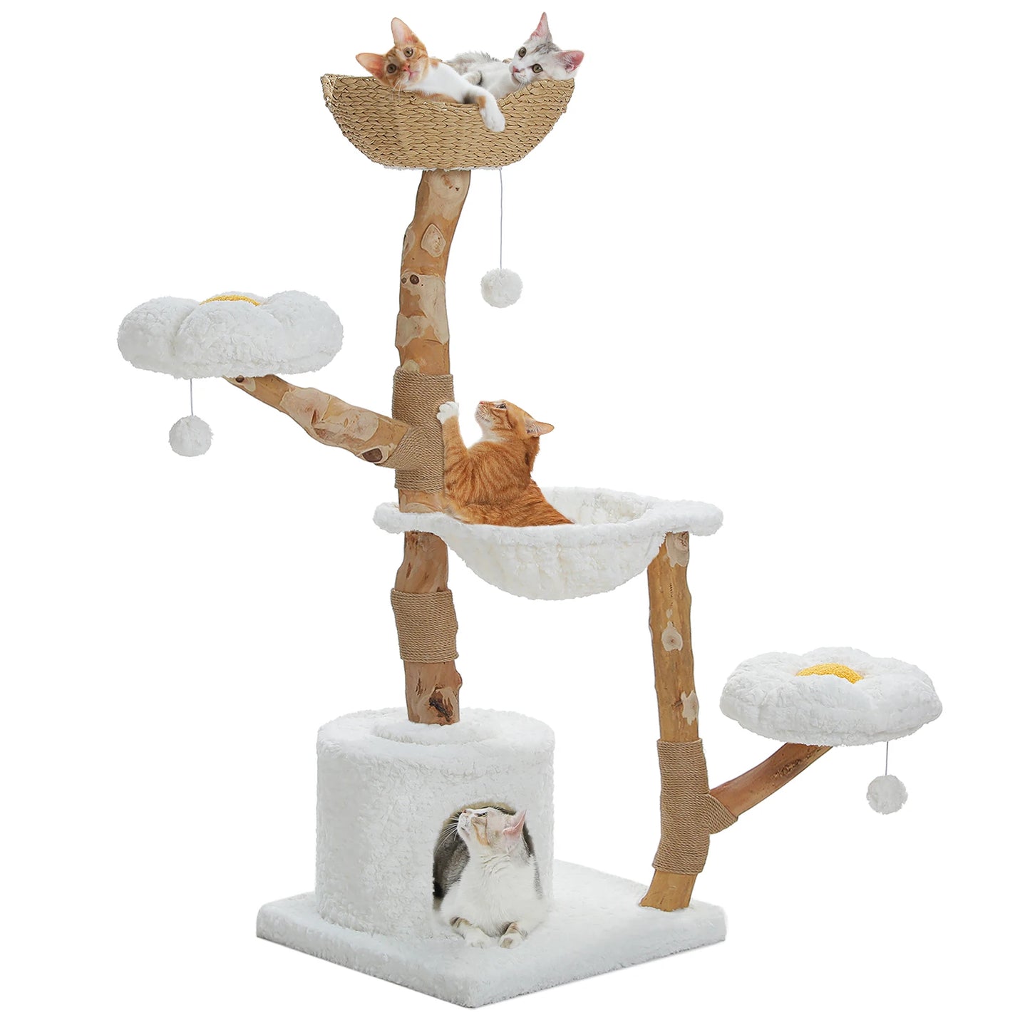 Deluxe Indoor Cat Tree Tower With Sisal Post, Wicker Basket Bed Flower Condo 🐾🌸