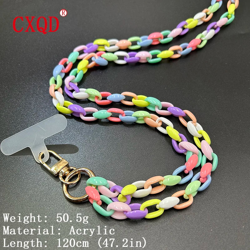 Cute 120cm Anti Lost Phone Lanyard Rope Colorful Acrylic Chain Gift Outdoor 🎀📱