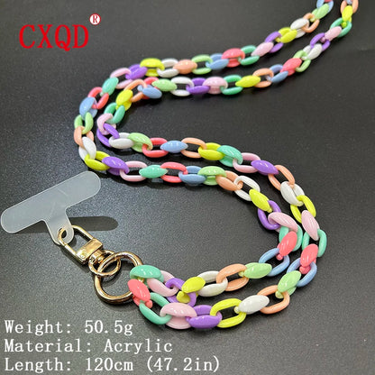 Cute 120cm Anti Lost Phone Lanyard Rope Colorful Acrylic Chain Gift Outdoor 🎀📱
