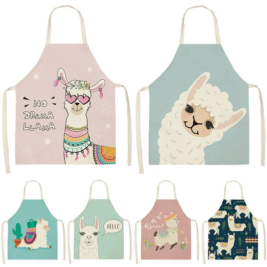 Kawaii Alpaca Linen Sleeveless Apron 🌼✨ Cute Kitchen Decor for Every Season! 🥳