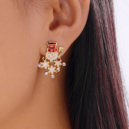 Rhinestone Snowman Drop Earrings For Women Holiday Gift Jewelry 🎄❄️