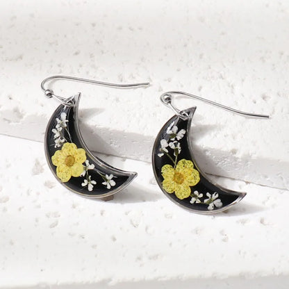 Elegant Pressed Flower Earrings For Women Natural Blue Floral Drop Earrings Handmake Epoxy Resin Plant Earring Jewelry Wholesale