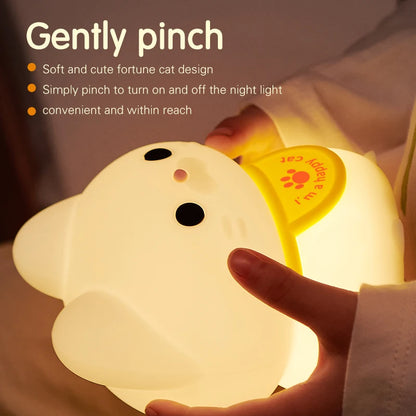 Adorable Kawaii Cat LED Night Light 🐾✨ | Cute Rechargeable Mood Lamp for Dreamy Bedrooms 🌙💖
