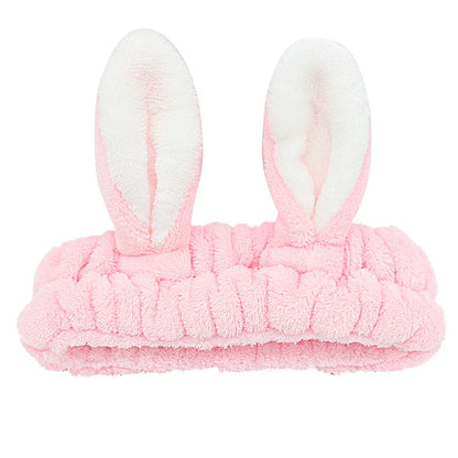 Women Wash Face Makeup Soft Coral Fleece Elastic Headband Head Wrap Cute Rabbit Bow Animal Ears Hairband Girl Hair Accessories