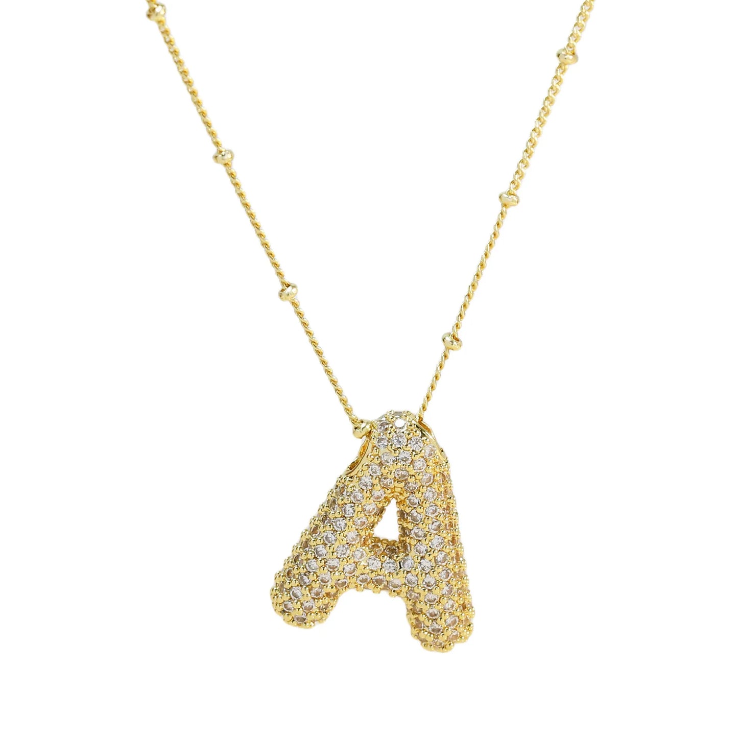 Kawaii CZ Zircon Balloon Initial Necklaces 🎈✨ A-Z Alphabet Bubble Letter Pendants for Trendy Women 💖 Fashion Jewelry