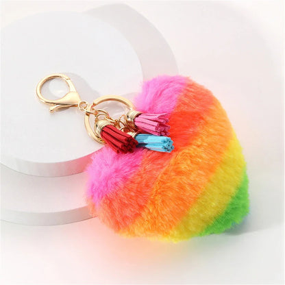 Kawaii Heart Pompom Keychain 🎀✨ | Adorable Plush Ball Accessories for Bags & Cars ❤️🎉 | Perfect Valentine Gifts for Couples 💖🥰