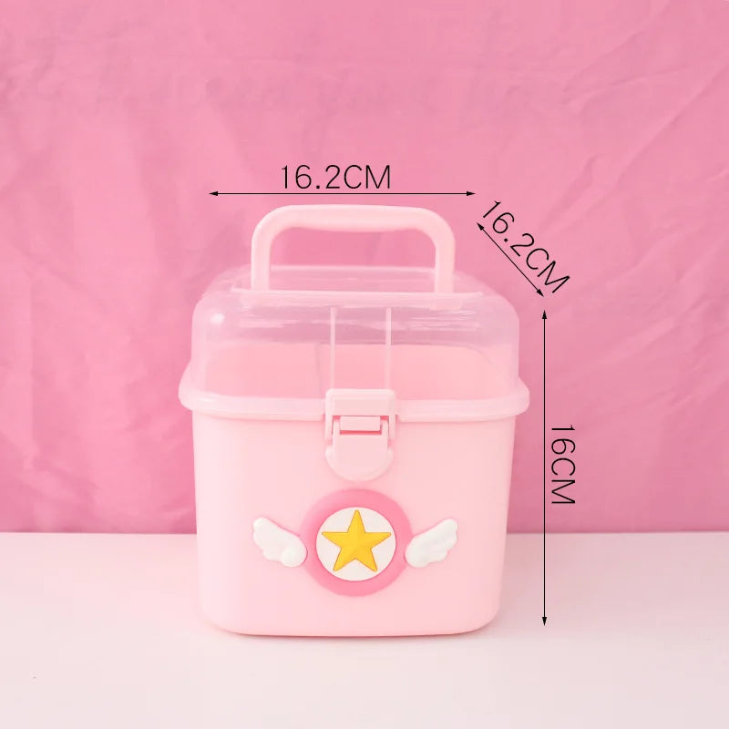 Kawaii Cartoon Multi-Layered Medicine Box 🩺💕 - Adorable Storage for Kids' Essentials & Makeup! 🌈✨