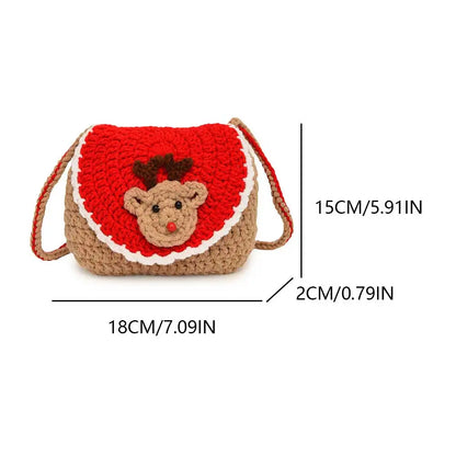 Pastel Christmas Crochet Shoulder Bag For Women Flap Purse Knit Clutch 🧶✨