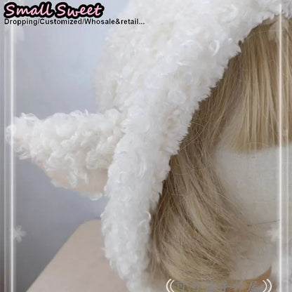 Fluffy Sheep Ears Beanie For Women Warm Winter Y2K Gothic Lolita Style 🐑❄️