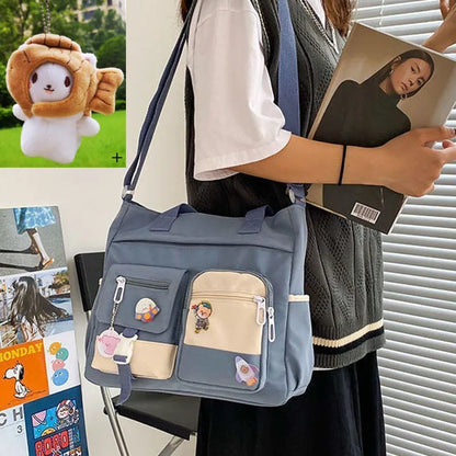 Kawaii Nylon Waterproof Satchel 👜✨ | Adorable Japanese Crossbody Messenger Bag for Students & Girls 🎒💖