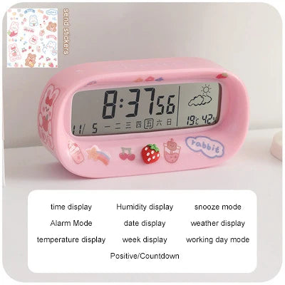 Kawaii Digital Alarm Clock 🌟 | Adorable Timekeeper with Fun Stickers 🎀 | Perfect for Students & Room Decor 💖