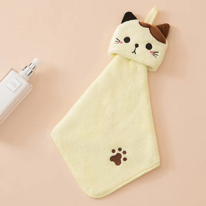 Adorable Kawaii Cat Hand Towels 🐾✨ - Soft & Absorbent Coral Velvet Kitchen Dishcloths! 🧼💖