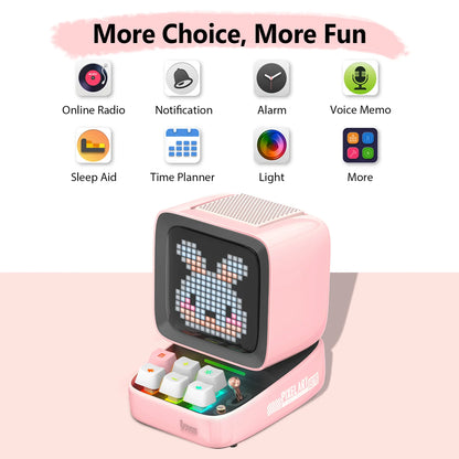 Kawaii Divoom Ditoo-Pro Retro Pixel Art Speaker 🎶✨ | Cute Bluetooth Alarm Clock & DIY LED Display 🎨💖
