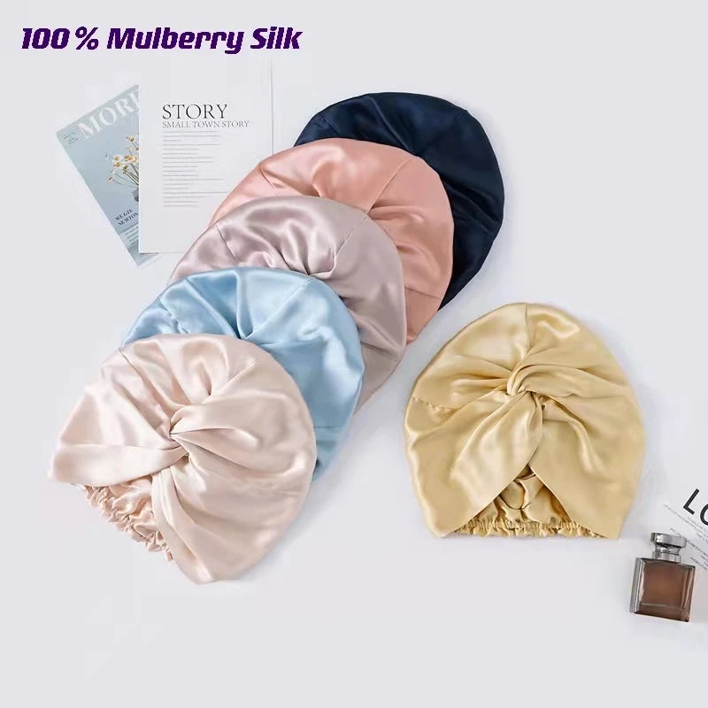 ✨ Kawaii 100% Mulberry Silk Twisted Turban Bonnets for Dreamy Nights 🌙💕 - Luxurious Hair Wraps for Curly Queens! 👑✨