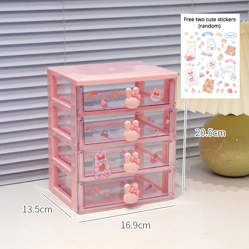 Kawaii Desktop Organizer 🌈✨ - Cute Drawer Box for Stationery & Hair Accessories 💖🖊️