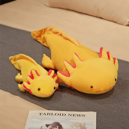 ]Colorful Axolotl Plushie 🌈✨ - Cute Salamander Stuffed Toy for Kids 🎁🐾 - Birthday Gift in Pink, Yellow, Grey & Blue