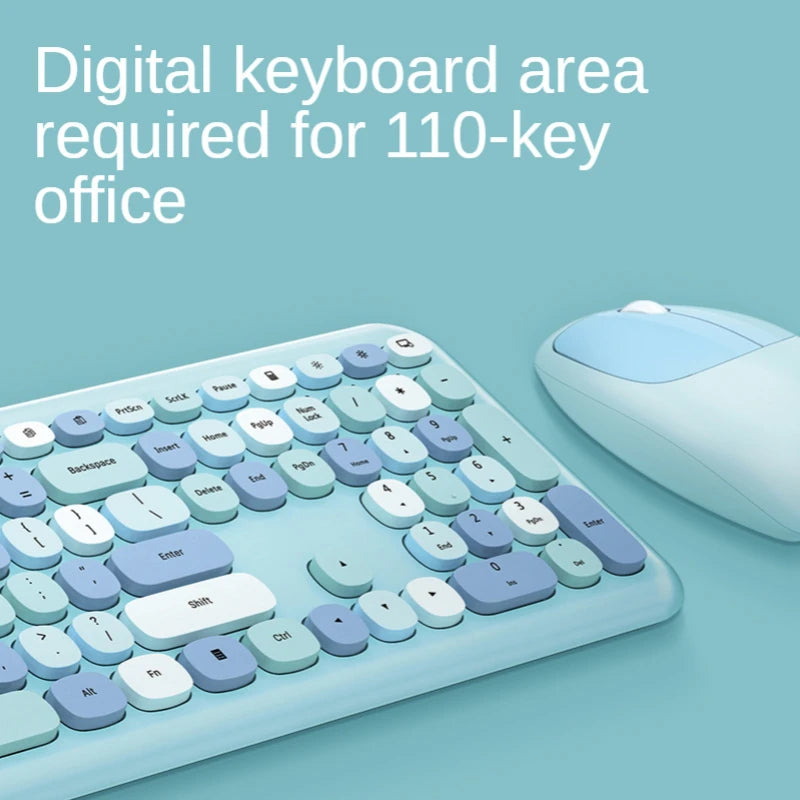 Kawaii Colorful Macaron Wireless Keyboard & Mouse Set 🍫✨ - Cute & Silent for Girls!