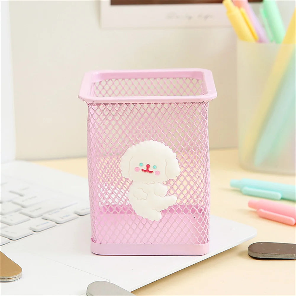 Kawaii Heart-Shaped Pen Holder 🌸 Cute Cartoon Organizer for Desk 🌈 Perfect Student & Office Decor ✏️✨