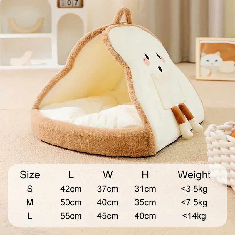 🌟 Cozy Cat Bread Nest 🐾 Adorable Winter Pet Tent for Deep Sleep 💤 Perfect for Small & Medium Furry Friends! 🐶🐱