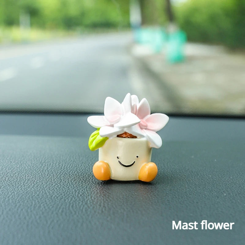 Kawaii Flower Pot Elf 🌸✨ - Adorable Resin Car Interior Decor & Desktop Ornaments 🚗🌼