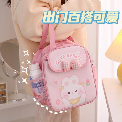 Adorable Kawaii Bunny Lunch Box 🍱💕 - Insulated Pink Bow Bento Bag for Kids & Students!