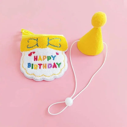 Kawaii Birthday Bash Set 🎉🐾 Cute Dog & Cat Hat & Bandana Accessories for Pawesome Celebrations! 🌟