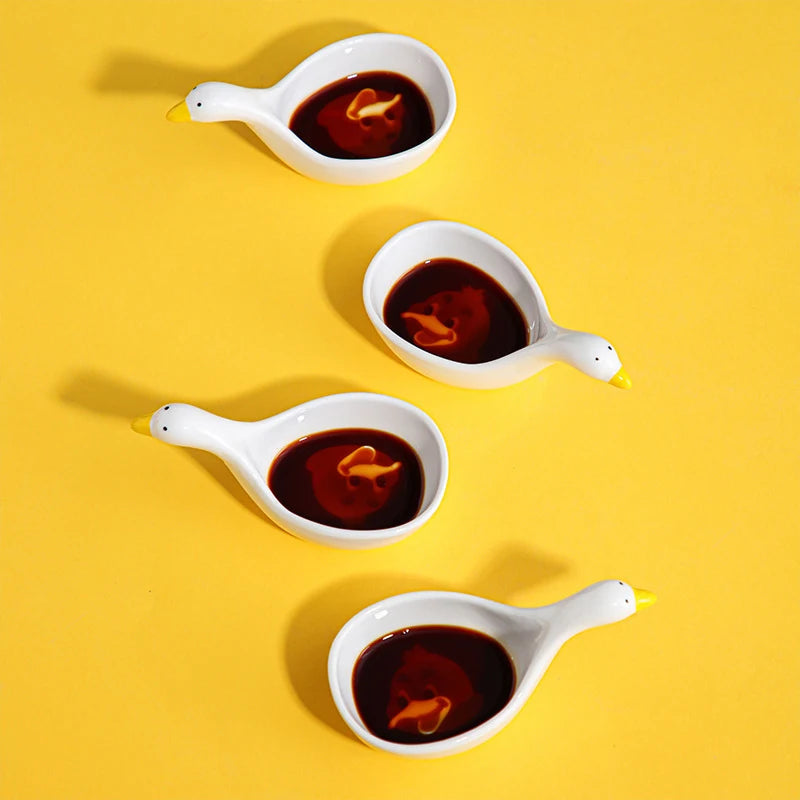 Adorable Swan Ceramic Dipping Bowls Set 🦢✨ - Cute Kawaii Sauce Dishes for Soy, Snacks & More! 🍅🥢