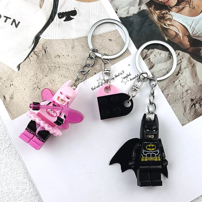 Cute 3D Fairy Star Bat Keychain Set Pink Black Heart Backpack Charm 🗝️