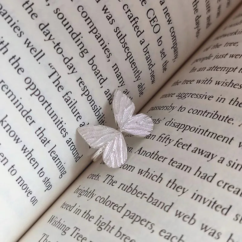 ✨ Kawaii Irregular Butterfly Ring 🦋 | Handmade 925 Sterling Silver Cocktail Ring for Women 🎉 | Perfect Party & Christmas Gift! 🎁