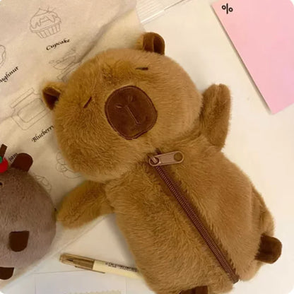 Cute Capybara Plush Pencil Pouch 🦙✨ - Adorable Zipper Bag for School & Office Supplies! 🎒✏️