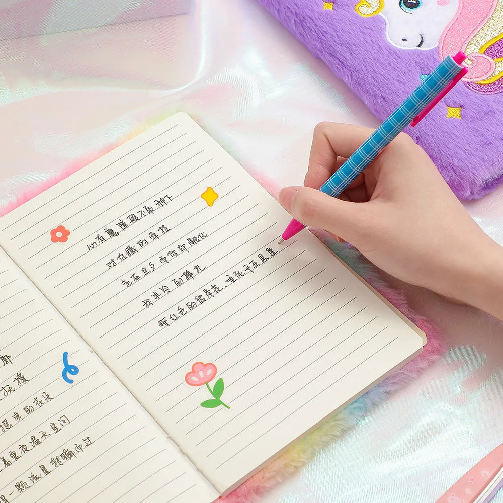 Unicorn Plush Lockable Diary A5 Notebook For Girls Cute Stationery Gift 🦄📓🔒