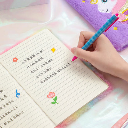 Unicorn Plush Lockable Diary A5 Notebook For Girls Cute Stationery Gift 🦄📓🔒