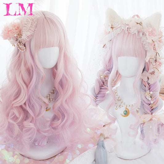 Kawaii Ombre Pink Wavy Wig 💖✨ | Heat Resistant Hair for Cosplay & Daily Fun! 🎀🌸