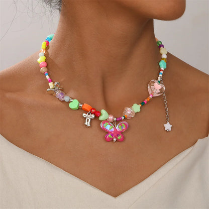 🌈💕 Adorable Heart Bead Choker Necklace for Trendy Girls 🌟✨