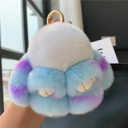 Charming Plush Bunny Keychain 10cm With Fur Pom Pom Charm For Bags 🐰✨