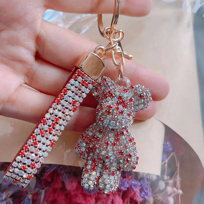 Diamond Bear Car Keychain Cute Handmade Luxury Rhinestone Bag Pendant 🧸💎✨
