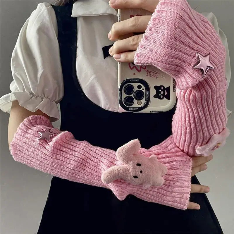 Women's Star Knit Arm Sleeves Warmers Y2K Style Cute Accessory ✨🌟