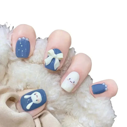 Cute Kawaii Bunny Press-On Nails 🐰✨ | 24 Pcs Full Coverage Acrylic Nail Art Set 🎨 | Reusable & Adorable Fake Nails with Tools! 💅🌸